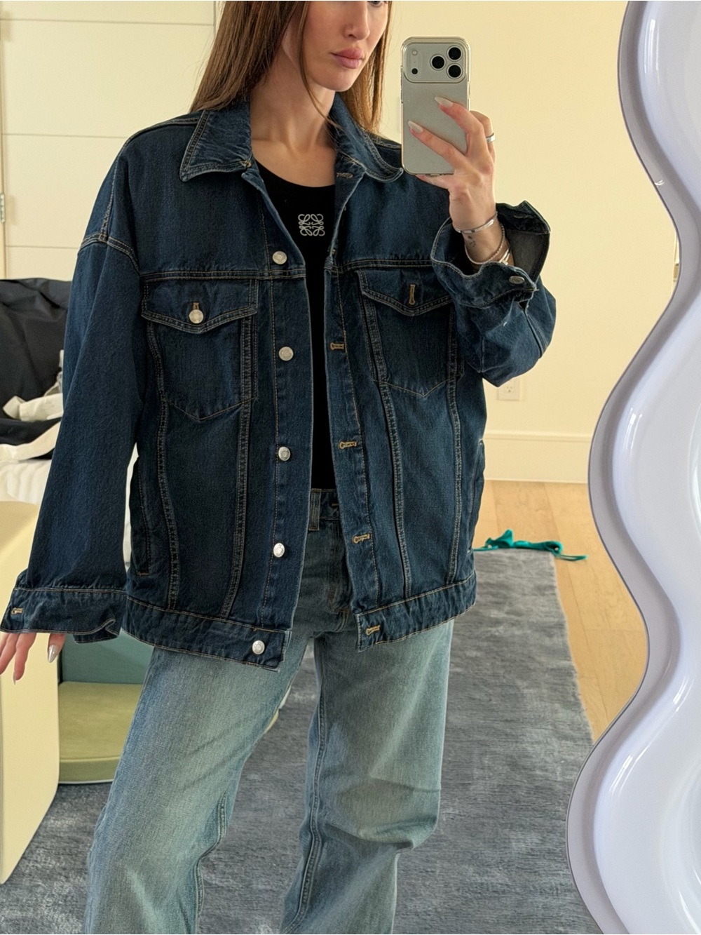 Zara Dark Blue Oversized Denim Jacket